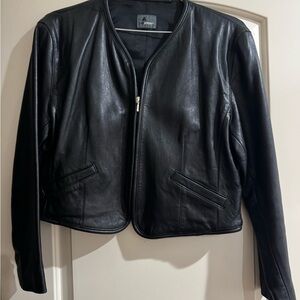 LOFT Sleek Black Leather Jacket